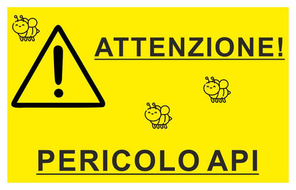 GLOBAL CARTELLO SEGNALETICO - ATTENZIONE API - Adesivo Extra Resistente, Pannello in Forex, Pannello In Alluminio