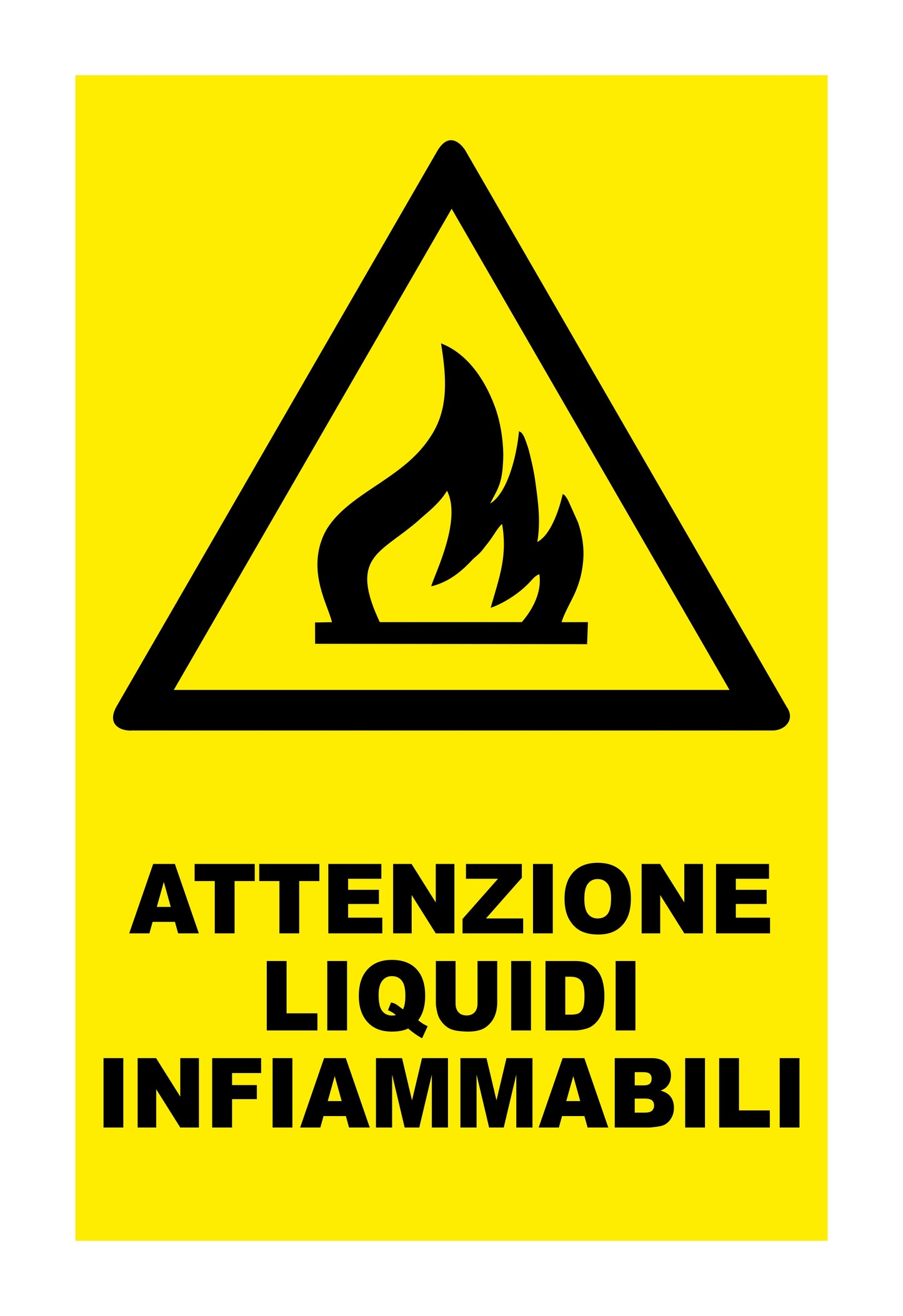 GLOBAL CARTELLO SEGNALETICO - ATTENZIONE LIQUIDI INFIAMMABILI - Adesivo Extra Resistente, Pannello in Forex, Pannello In Alluminio