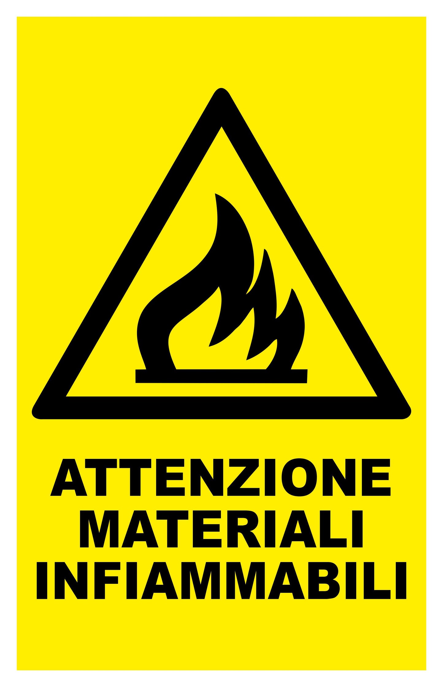 GLOBAL CARTELLO SEGNALETICO - ATTENZIONE MATERIALI INFIAMMABILI - Adesivo Extra Resistente, Pannello in Forex, Pannello In Alluminio