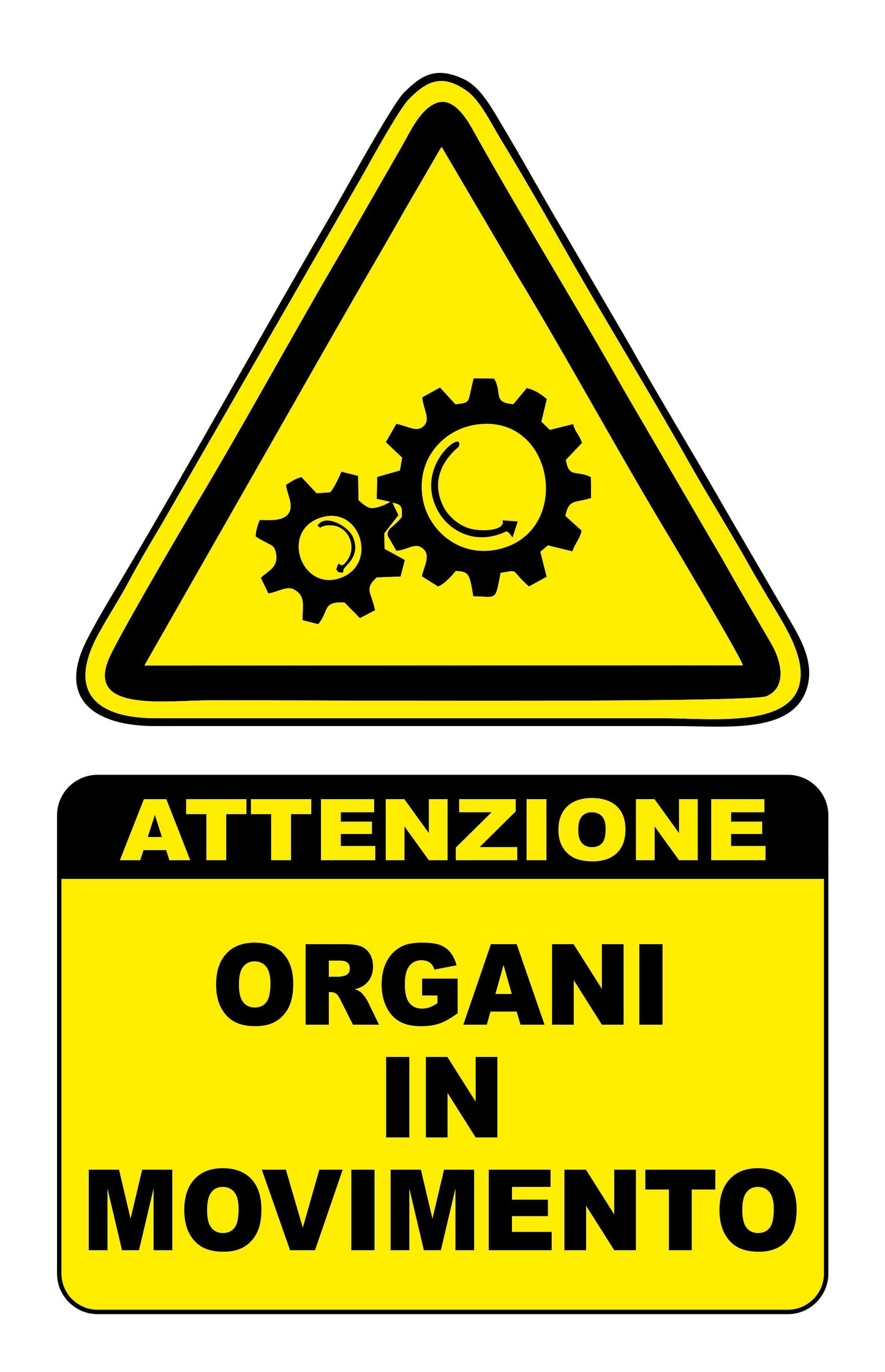 GLOBAL CARTELLO SEGNALETICO - ATTENZIONE ORGANI IN MOVIMENTO- Adesivo Extra Resistente, Pannello in Forex, Pannello In Alluminio