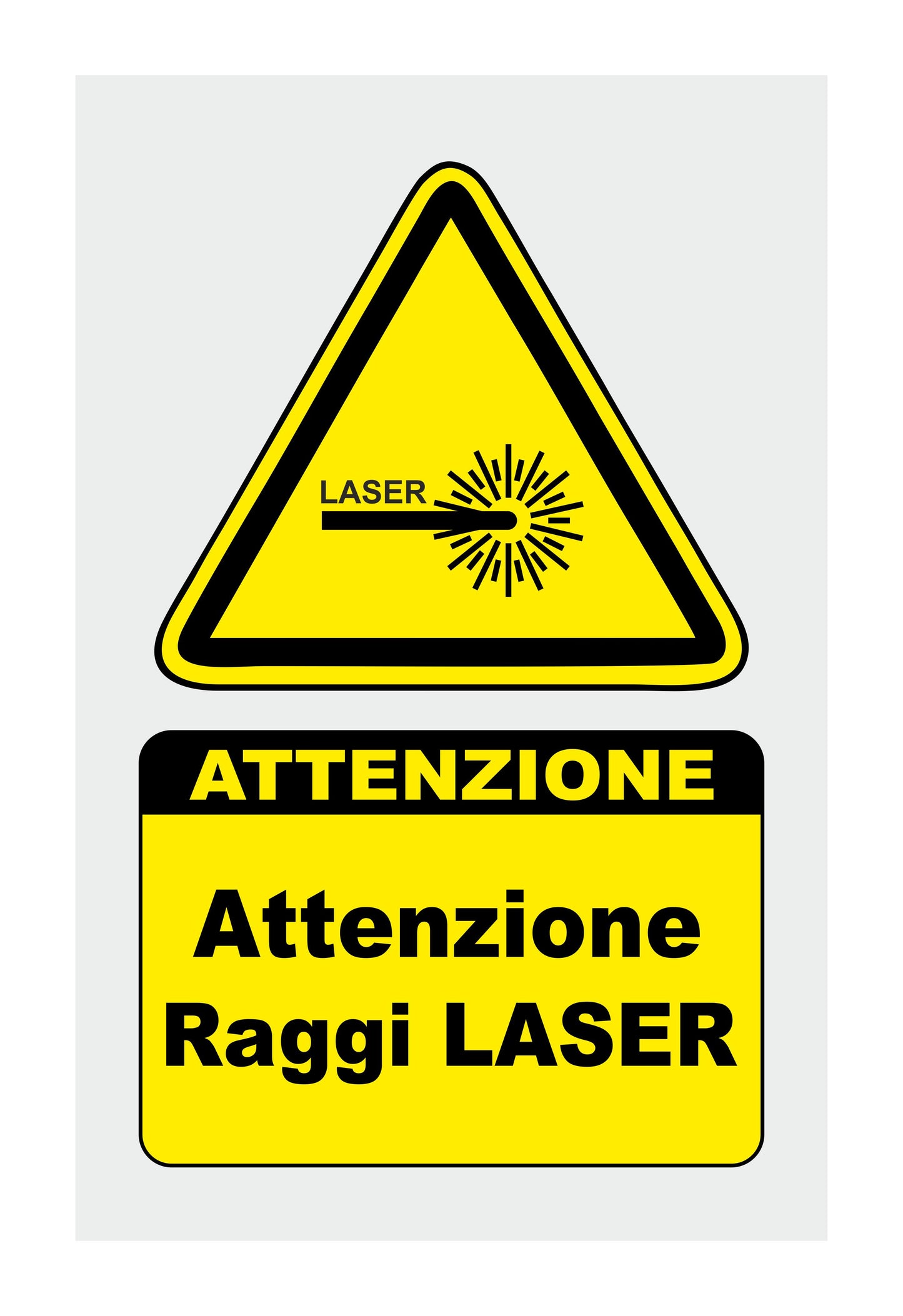 GLOBAL CARTELLO SEGNALETICO - ATTENZIONE RAGGI LASER - Adesivo Extra Resistente, Pannello in Forex, Pannello In Alluminio