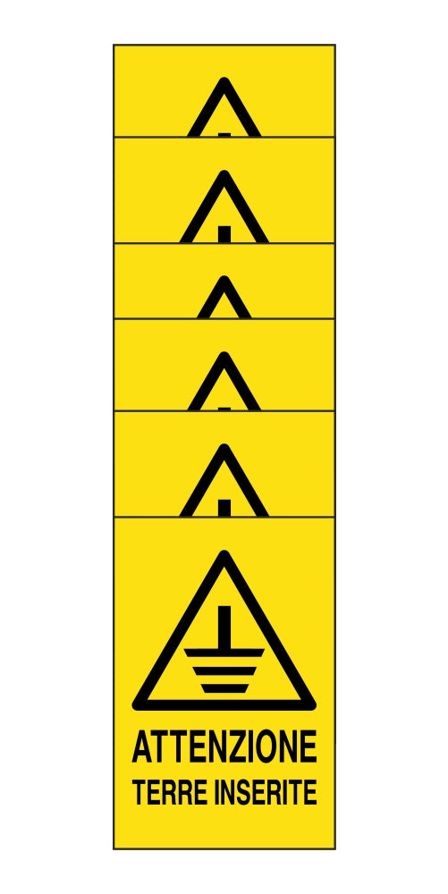 KIT DI 6 ADESIVI RETTANGOLARI - ATTENZIONE TERRE INSERITE - DIVIETO DI ACCESSO - Pittogramma ISO 7010 Con Stampa Diretta U.V. (IDEALE ANCHE PER ESTERNO)