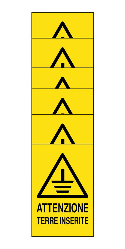 KIT DI 6 ADESIVI RETTANGOLARI - ATTENZIONE TERRE INSERITE - DIVIETO DI ACCESSO - Pittogramma ISO 7010 Con Stampa Diretta U.V. (IDEALE ANCHE PER ESTERNO)