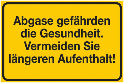 GLOBAL CARTELLO SEGNALETICO - Abgase gefährden die Gesundheit. Vermeiden Sie längeren Aufenthalt!-  Adesivo Extra Resistente, Pannello in Forex, Pannello In Alluminio