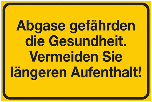 GLOBAL CARTELLO SEGNALETICO - Abgase gefährden die Gesundheit. Vermeiden Sie längeren Aufenthalt!-  Adesivo Extra Resistente, Pannello in Forex, Pannello In Alluminio