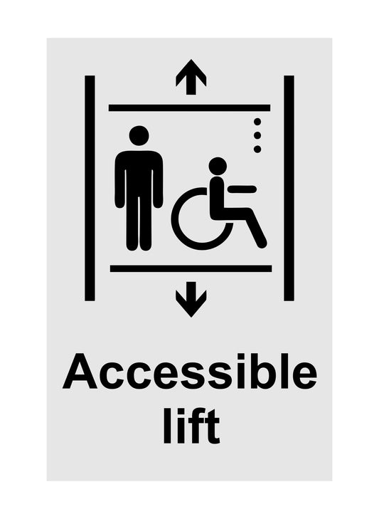 ACCESSIBLE LIFT - CARTELLO SEGNALETICO ISO 7010 in Adesivo Resistente, Pannello in Forex, Pannello In Alluminio o in Plexiglas