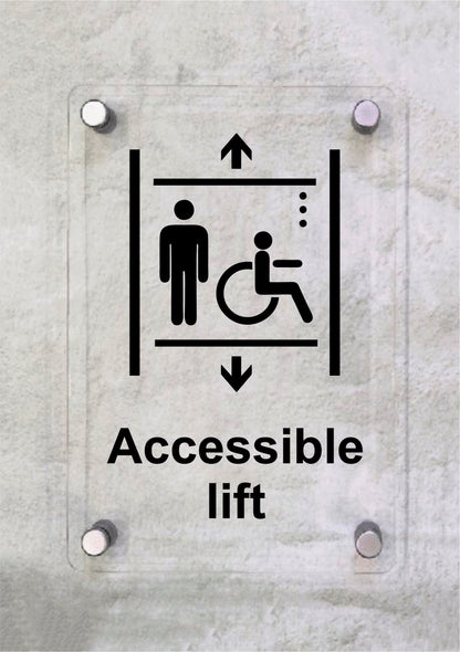ACCESSIBLE LIFT - CARTELLO SEGNALETICO ISO 7010 in Adesivo Resistente, Pannello in Forex, Pannello In Alluminio o in Plexiglas