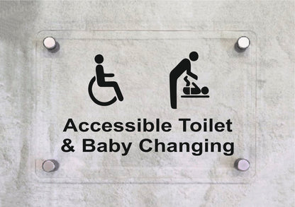 Accessible ToiletBaby Changing - CARTELLO SEGNALETICO ISO 7010 in Adesivo Resistente, Pannello in Forex, Pannello In Alluminio o in Plexiglas