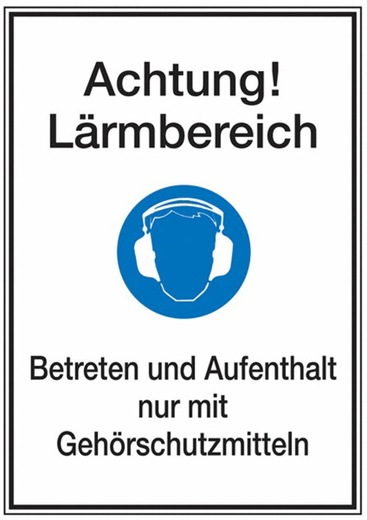 GLOBAL CARTELLO SEGNALETICO - Achtung! Lärmbereich - Betreten und Aufenthalt nur mit Gehörschutzmitteln -  Adesivo Extra Resistente, Pannello in Forex, Pannello In Alluminio