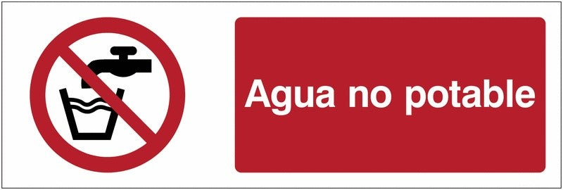 GLOBAL CARTELLO SEGNALETICO UNI - Agua no potable - Adesivo Extra Resistente, Pannello in Forex, Pannello In Alluminio