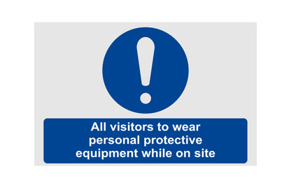 GLOBAL CARTELLO SEGNALETICO - All Visitors To Wear Personal Protective Equipment - Adesivo Extra Resistente, Pannello in Forex, Pannello In Alluminio