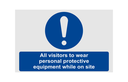 GLOBAL CARTELLO SEGNALETICO - All Visitors To Wear Personal Protective Equipment - Adesivo Extra Resistente, Pannello in Forex, Pannello In Alluminio