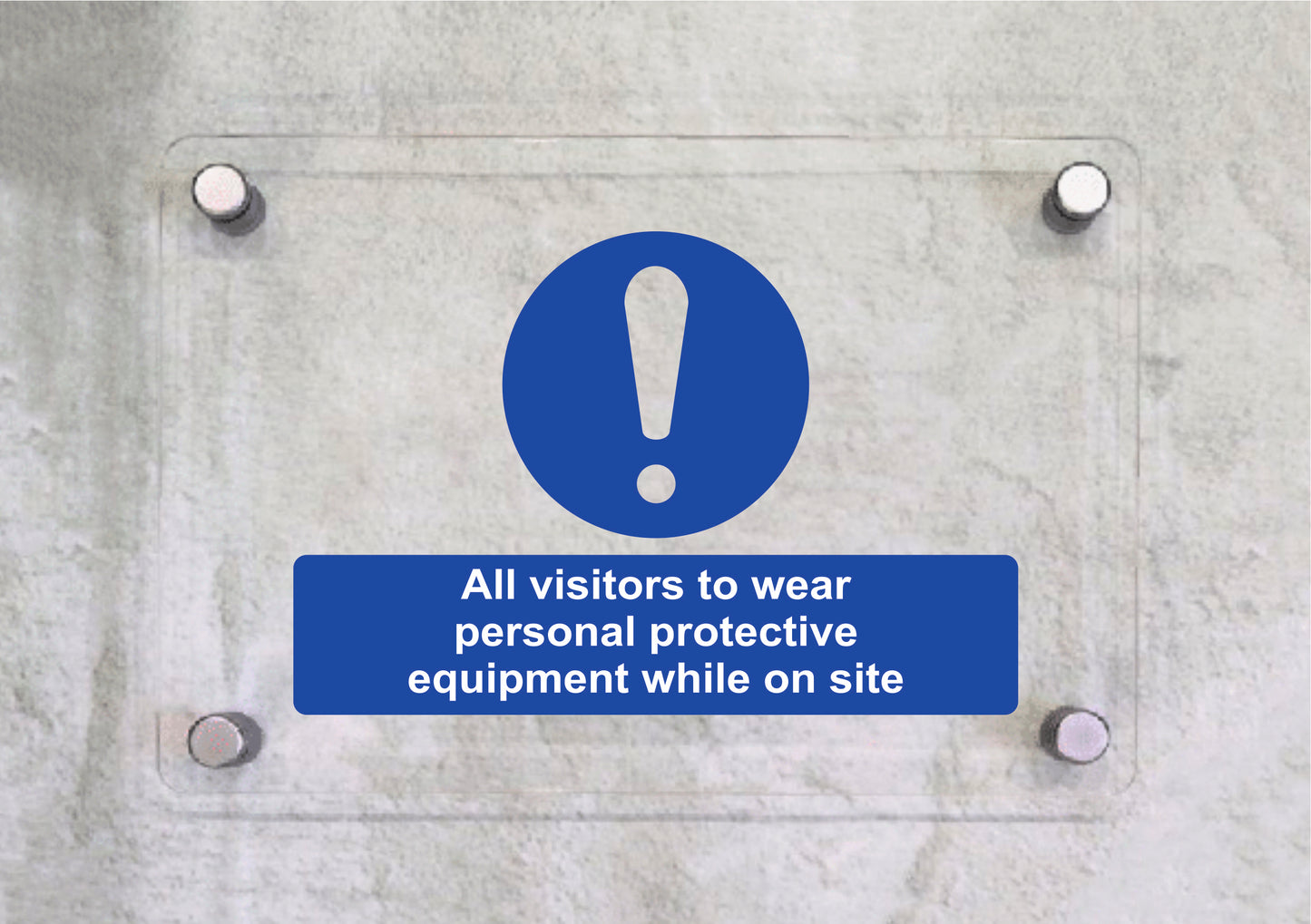 All Visitors To Wear Personal Protective Equipment - CARTELLO SEGNALETICO ISO 7010 in Adesivo Resistente, Pannello in Forex, Pannello In Alluminio o in Plexiglas
