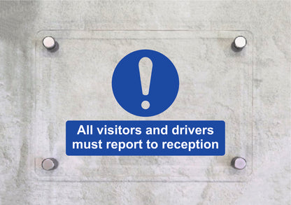 All Visitors & Drivers - CARTELLO SEGNALETICO ISO 7010 in Adesivo Resistente, Pannello in Forex, Pannello In Alluminio o in Plexiglas