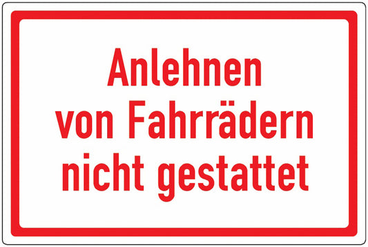 GLOBAL CARTELLO SEGNALETICO - Anlehnen von Fahrrädern nicht gestattet -  Adesivo Extra Resistente, Pannello in Forex, Pannello In Alluminio