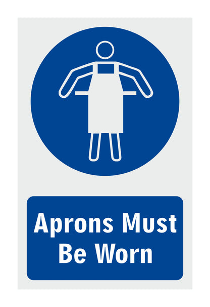 GLOBAL CARTELLO SEGNALETICO - Aprons Must Be Worn  - Adesivo Extra Resistente, Pannello in Forex, Pannello In Alluminio