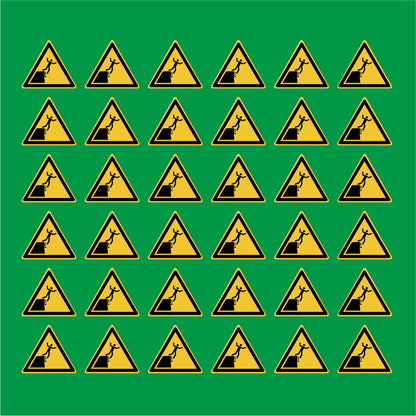 PACCO DA 6 KIT DI 6 ADESIVI TRIANGOLARI - Attenzione Bordo della scogliera instabile - Pittogramma ISO 7010 Con Stampa Diretta U.V.
