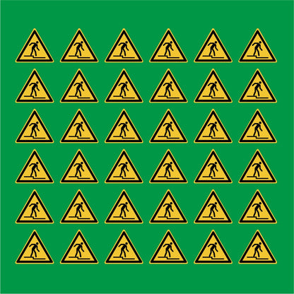 PACCO DA 6 KIT DI 6 ADESIVI TRIANGOLARI - Attenzione Gradino - Pittogramma ISO 7010 Con Stampa Diretta U.V.