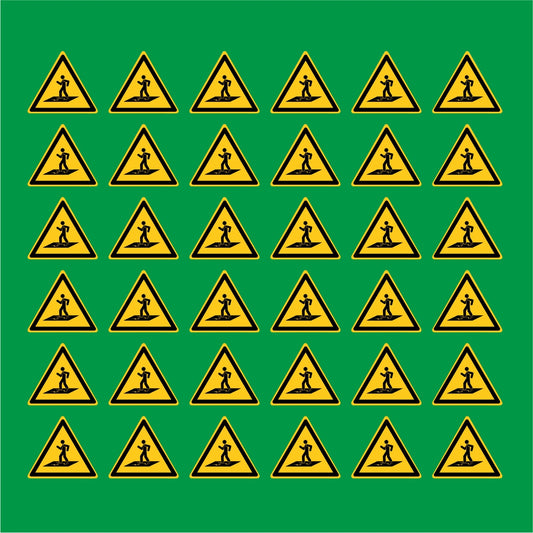 PACCO DA 6 KIT DI 6 ADESIVI TRIANGOLARI - Attenzione Superficie fragile - Pittogramma ISO 7010 Con Stampa Diretta U.V.