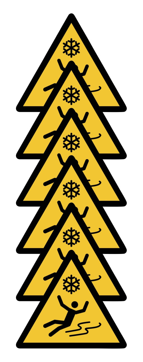 GLOBAL KIT DI 6 ADESIVI TRIANGOLARI - Attenzione ghiaccio scivoloso - Pittogramma ISO 7010 Con Stampa Diretta U.V. (IDEALE ANCHE PER ESTERNO)