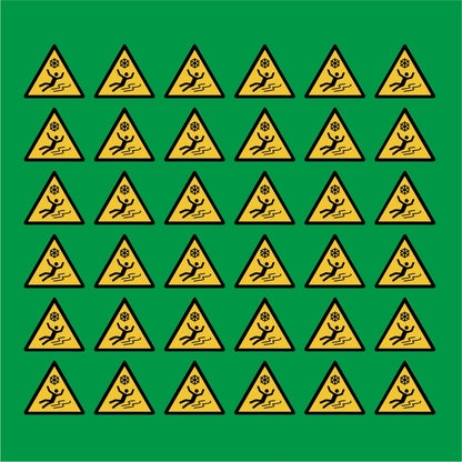 PACCO DA 6 KIT DI 6 ADESIVI TRIANGOLARI - Attenzione ghiaccio scivoloso - Pittogramma ISO 7010 Con Stampa Diretta U.V.