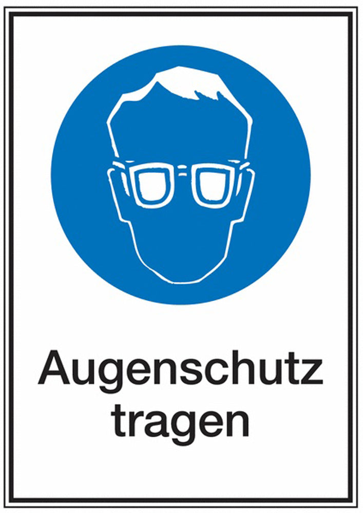 GLOBAL CARTELLO SEGNALETICO - Augenschutz tragen -  Adesivo Extra Resistente, Pannello in Forex, Pannello In Alluminio