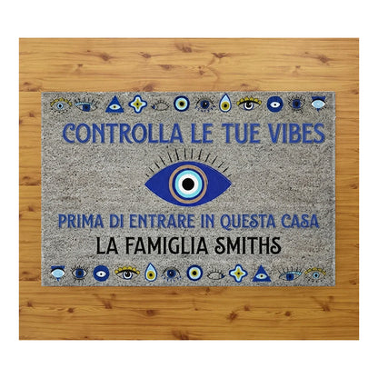 Tappeto zerbino personalizzato - Controlla le tue vibes - con stampa ad alta qualità, ideale per ingressi