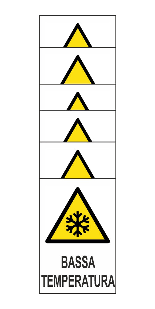 KIT DI 6 ADESIVI RETTANGOLARI - BASSA TEMPERATURA - Pittogramma ISO 7010 Con Stampa Diretta U.V. (IDEALE ANCHE PER ESTERNO)