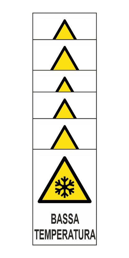 KIT DI 6 ADESIVI RETTANGOLARI - BASSA TEMPERATURA - Pittogramma ISO 7010 Con Stampa Diretta U.V. (IDEALE ANCHE PER ESTERNO)