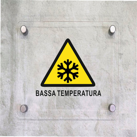 Global Targa Cartello in plexiglass Quadrato - BASSA TEMPERATURA - Con Distanziali in acciaio inox, Stampa UV