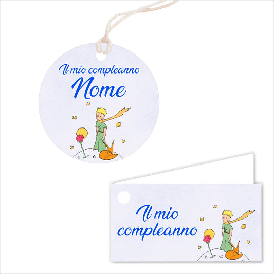 GLOBAL Bigliettini Bomboniera per Compleanno Personalizzato - IL PICCOLO PRINCIPE - Bigliettini Bomboniera con piega, Bigliettini Bomboniera tondo, Personalizzati con Nome e Data, MADE IN ITALY