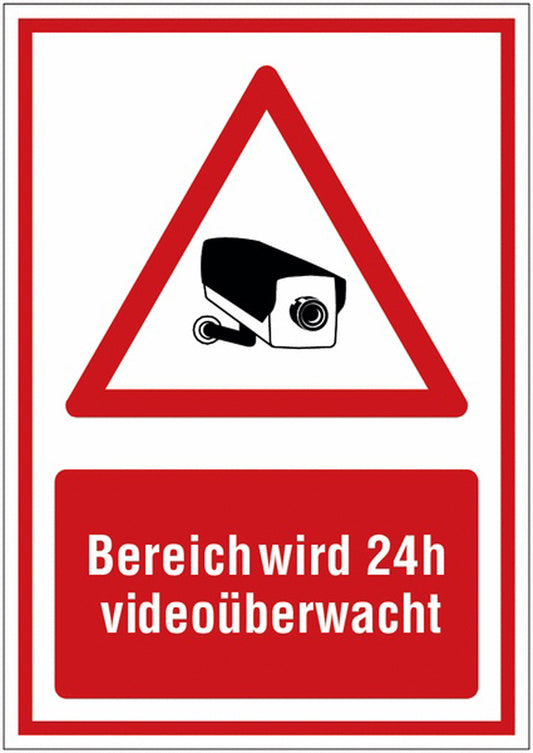 GLOBAL CARTELLO SEGNALETICO - Bereich wird 24 h videoüberwacht -  Adesivo Extra Resistente, Pannello in Forex, Pannello In Alluminio
