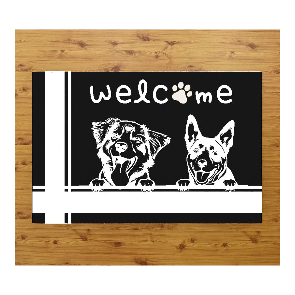 Tappeto zerbino personalizzato - benvenuti con cagnolini - con stampa ad alta qualità, ideale per ingressi