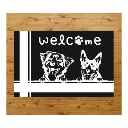 Tappeto zerbino personalizzato - benvenuti con cagnolini - con stampa ad alta qualità, ideale per ingressi