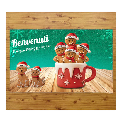 Tappeto zerbino personalizzato - BISCOTTI DI NATALE - con stampa ad alta qualità, ideale per ingressi