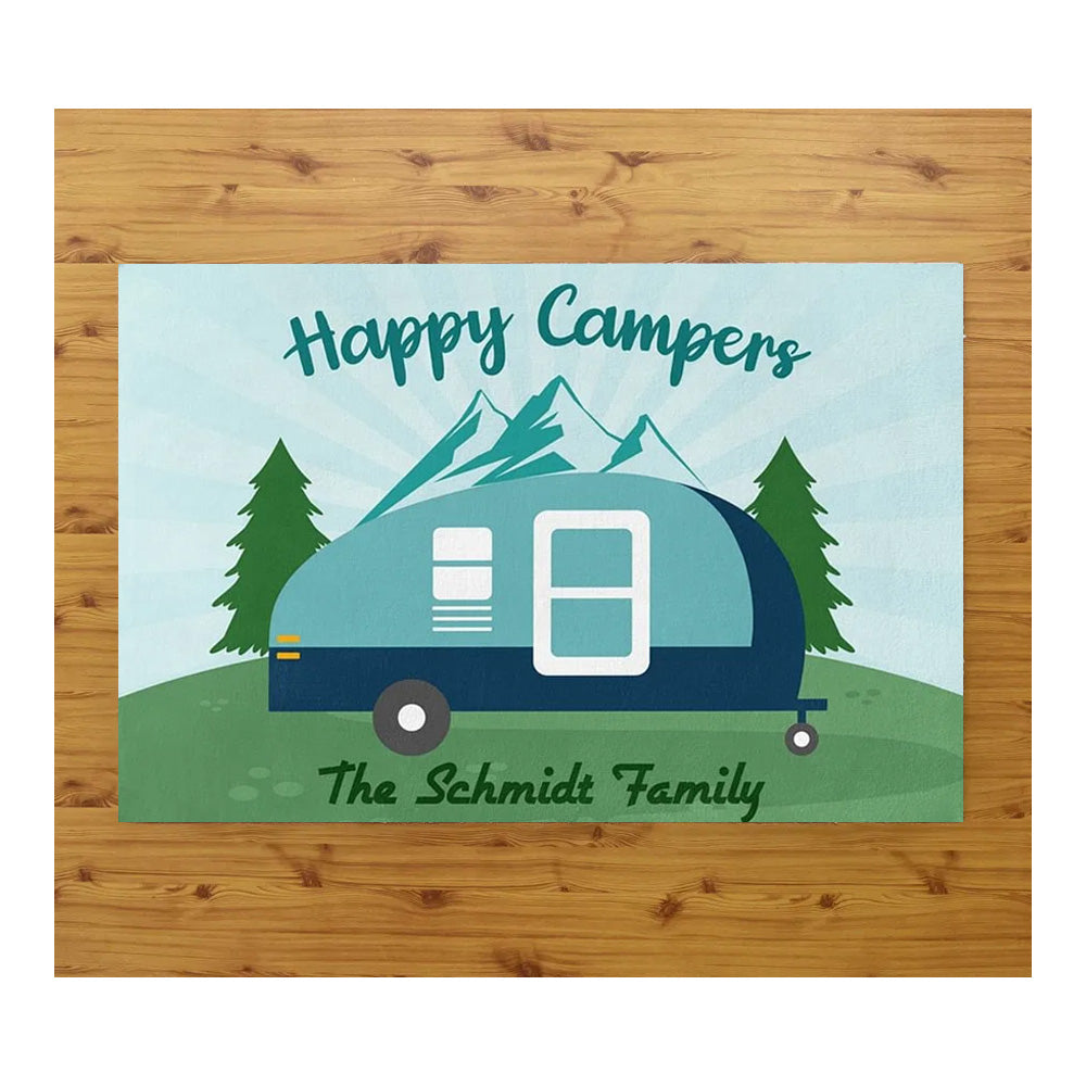 Tappeto zerbino personalizzato - happy camper - con stampa ad alta qualità, ideale per ingressi