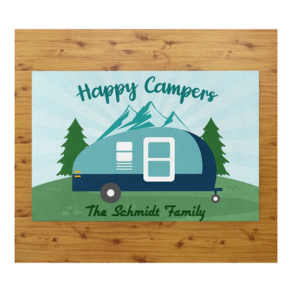Tappeto zerbino personalizzato - happy camper - con stampa ad alta qualità, ideale per ingressi