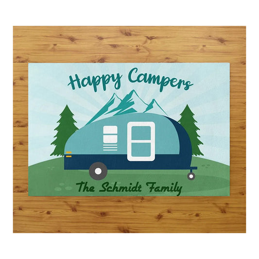 Tappeto zerbino personalizzato - happy camper - con stampa ad alta qualità, ideale per ingressi