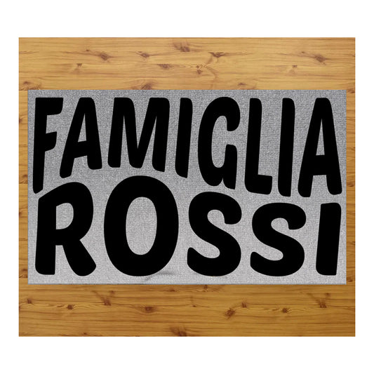 Tappeto zerbino personalizzato - IL NOME DELLA NOSTRA FAMIGLIA - con stampa ad alta qualità, ideale per ingressi