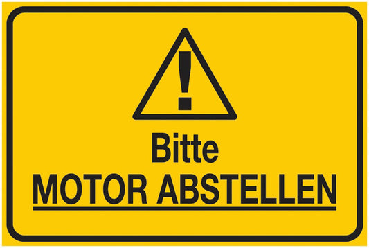 GLOBAL CARTELLO SEGNALETICO - Bitte MOTOR ABSTELLEN -  Adesivo Extra Resistente, Pannello in Forex, Pannello In Alluminio