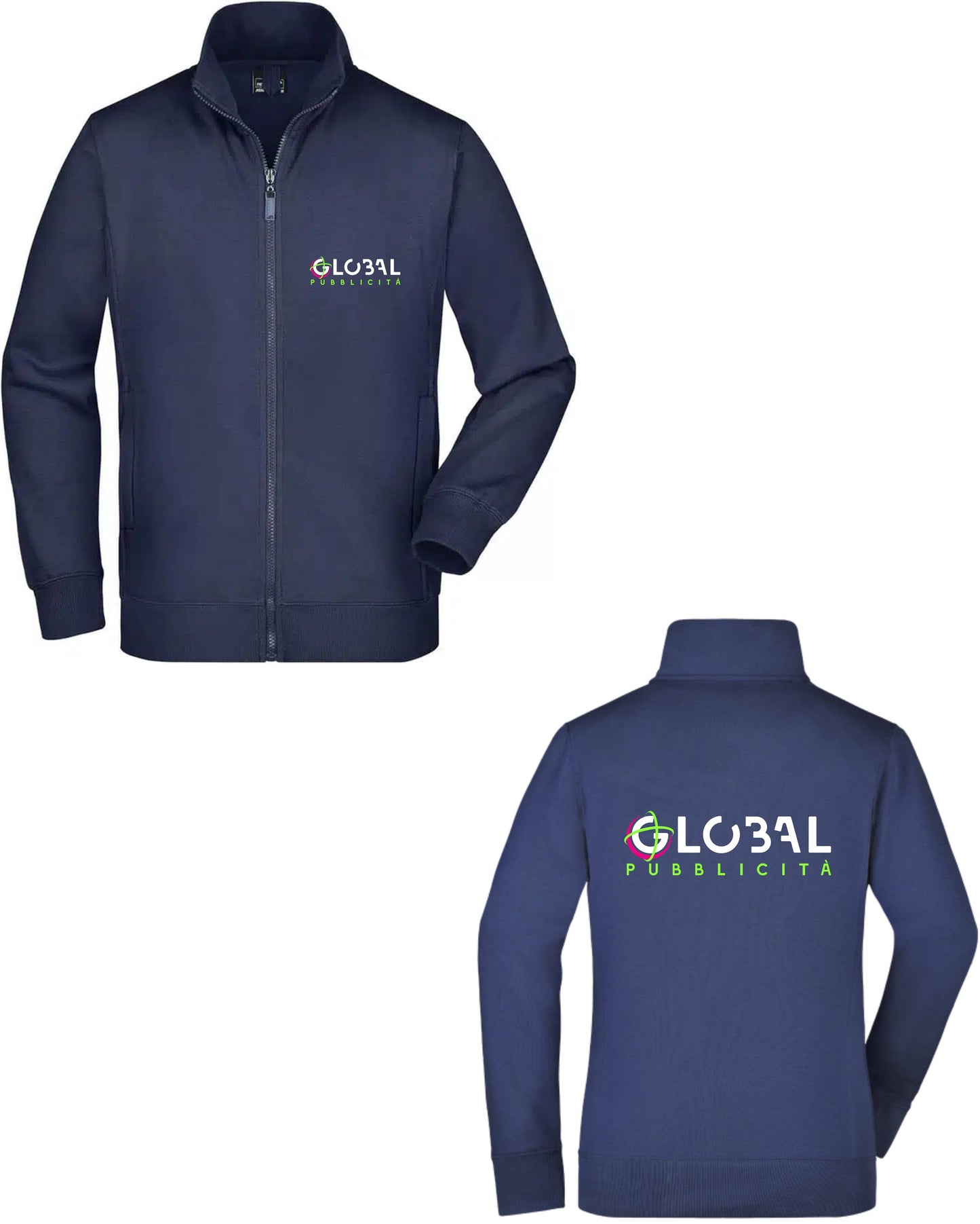 Stock 100 Felpe con zip Uomo - Personalizzate con logo Stampa lato cuore e retro - Maglietta Super vestibilità Top qualità