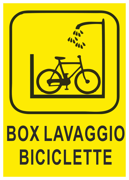 GLOBAL CARTELLO SEGNALETICO - Box Lavaggio Bici - Adesivo Extra Resistente, Pannello in Forex, Pannello In Alluminio