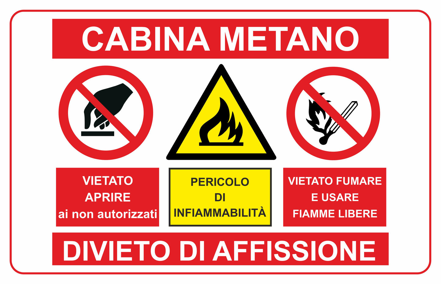 GLOBAL CARTELLO SEGNALETICO - CABINA METANO MODELLO 2 - Adesivo Extra Resistente, Pannello in Forex, Pannello In Alluminio
