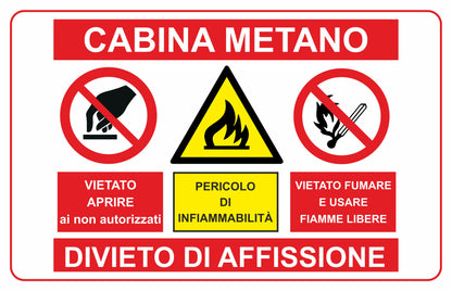 GLOBAL CARTELLO SEGNALETICO - CABINA METANO MODELLO 2 - Adesivo Extra Resistente, Pannello in Forex, Pannello In Alluminio