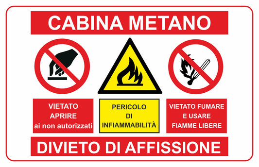GLOBAL CARTELLO SEGNALETICO - CABINA METANO MODELLO 2 - Adesivo Extra Resistente, Pannello in Forex, Pannello In Alluminio
