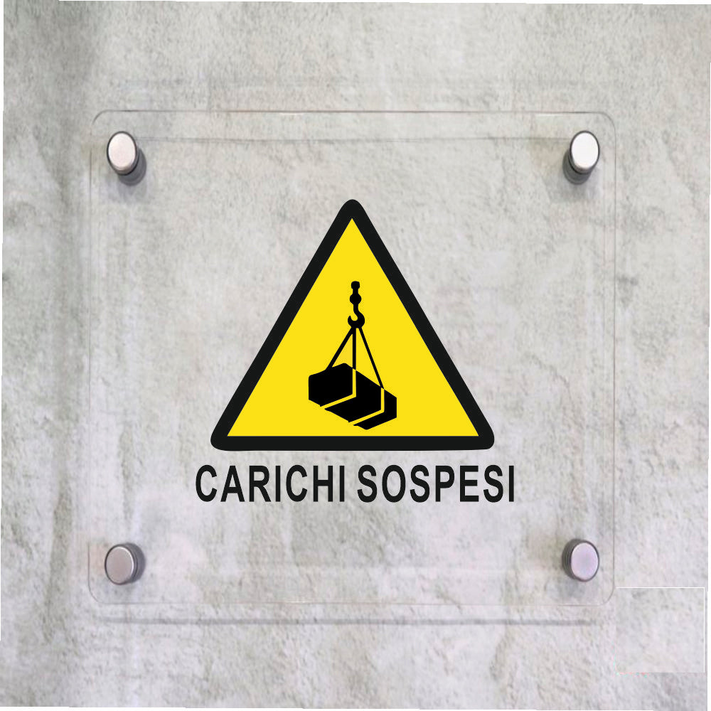 Global Targa Cartello in plexiglass Quadrato - CARICHI SOSPESI - Con Distanziali in acciaio inox, Stampa UV