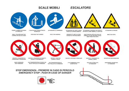 GLOBAL CARTELLO SEGNALETICO - Cartello per scale mobili - Adesivo Extra Resistente, Pannello in Forex, Pannello In Alluminio