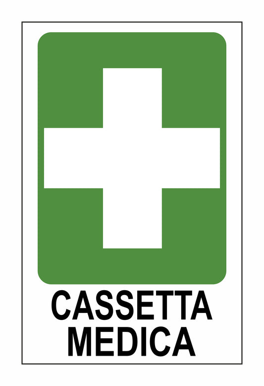 GLOBAL CARTELLO SEGNALETICO - CASSETTA MEDICA - Adesivo Extra Resistente, Pannello in Forex, Pannello In Alluminio