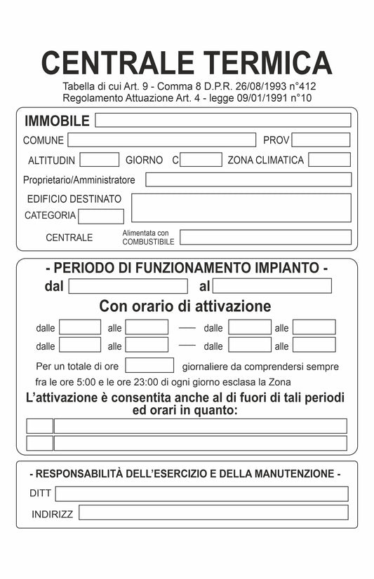 GLOBAL CARTELLO SEGNALETICO - CENTRALE TERMICA FONDO BIANCO - Adesivo Extra Resistente, Pannello in Forex, Pannello In Alluminio