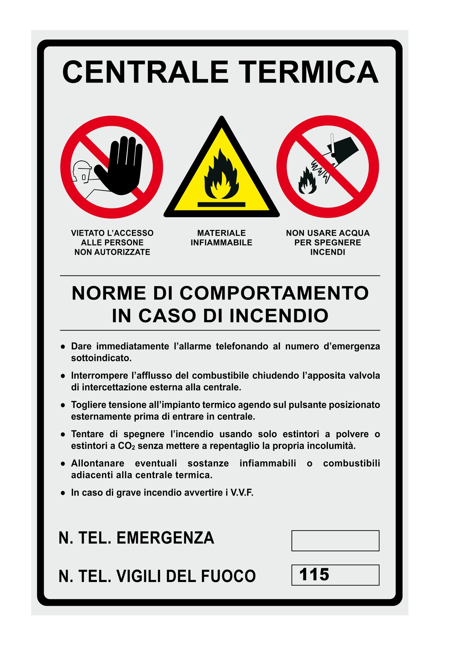 GLOBAL CARTELLO SEGNALETICO - CENTRALE TERMICA  - Adesivo Extra Resistente, Pannello in Forex, Pannello In Alluminio